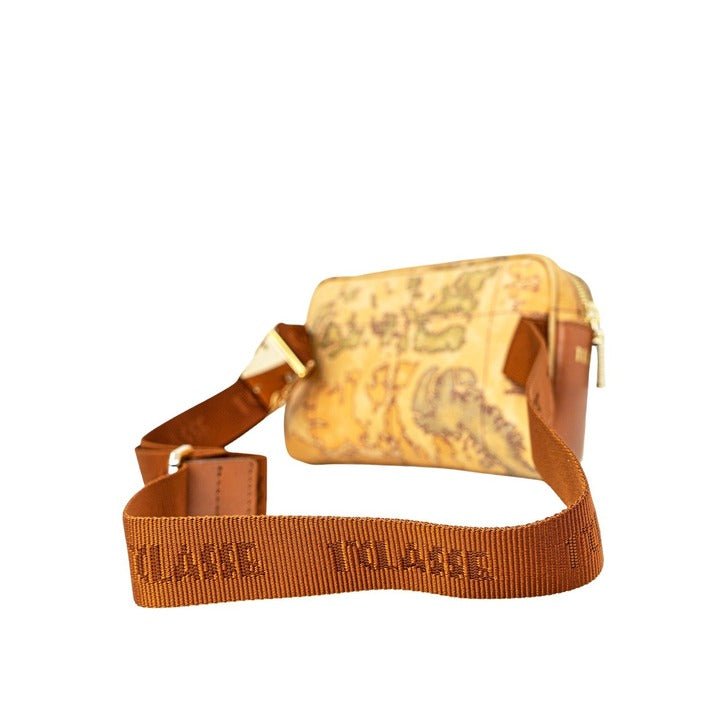 Women's handbag by Alviero Martini Prima Classe, 100% leather, beige color with Geo prints, shoulder bag with zip closure.