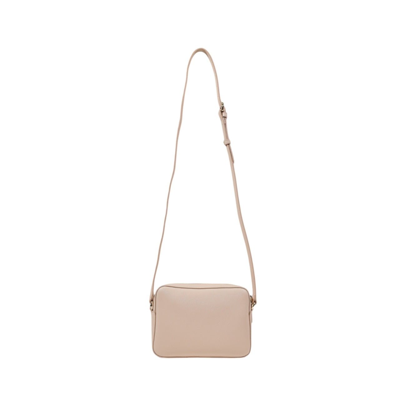 Alviero Martini Prima Classe pink crossbody bag with white Geo map details, back view.