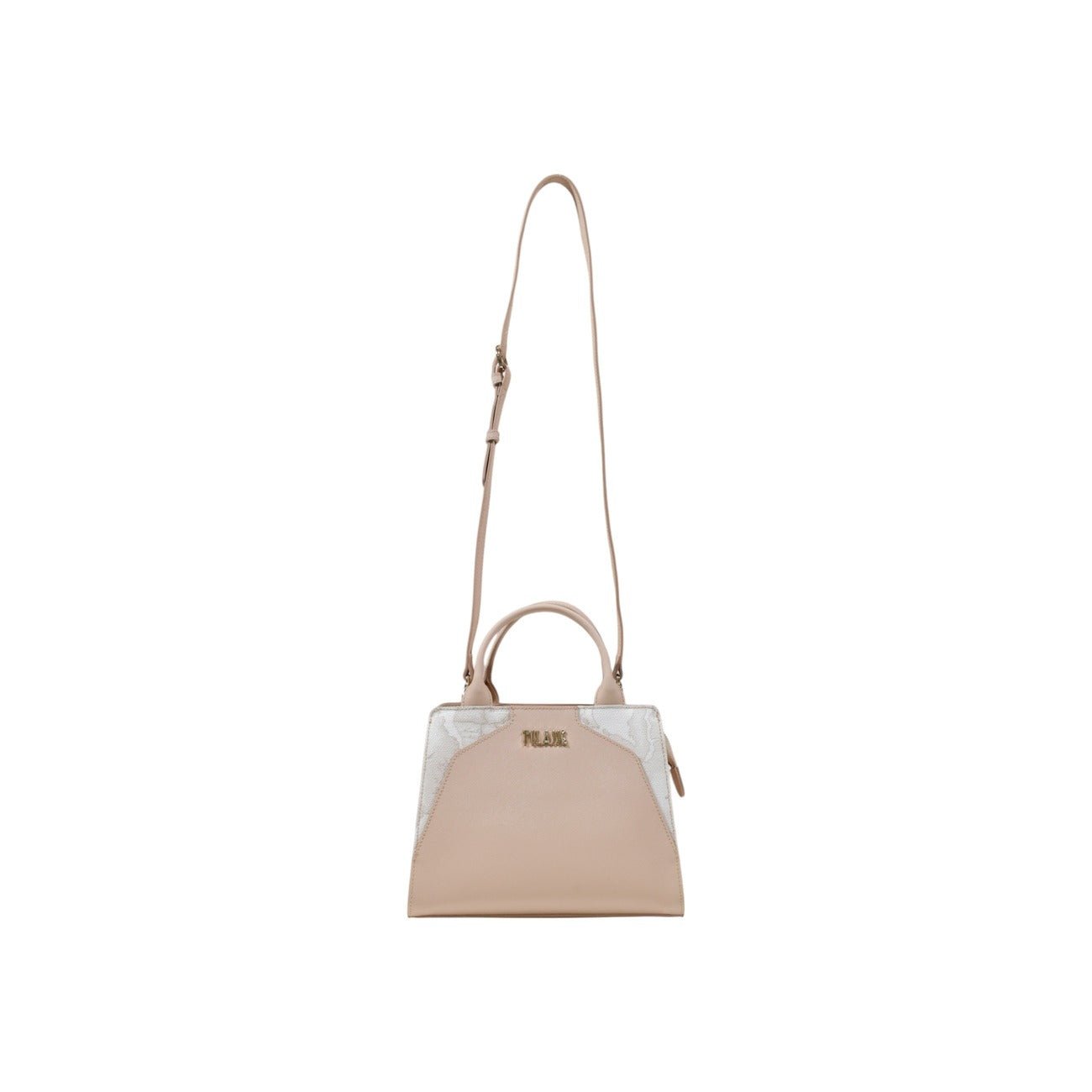Alviero Martini Prima Classe pink and white map print handbag with shoulder strap.