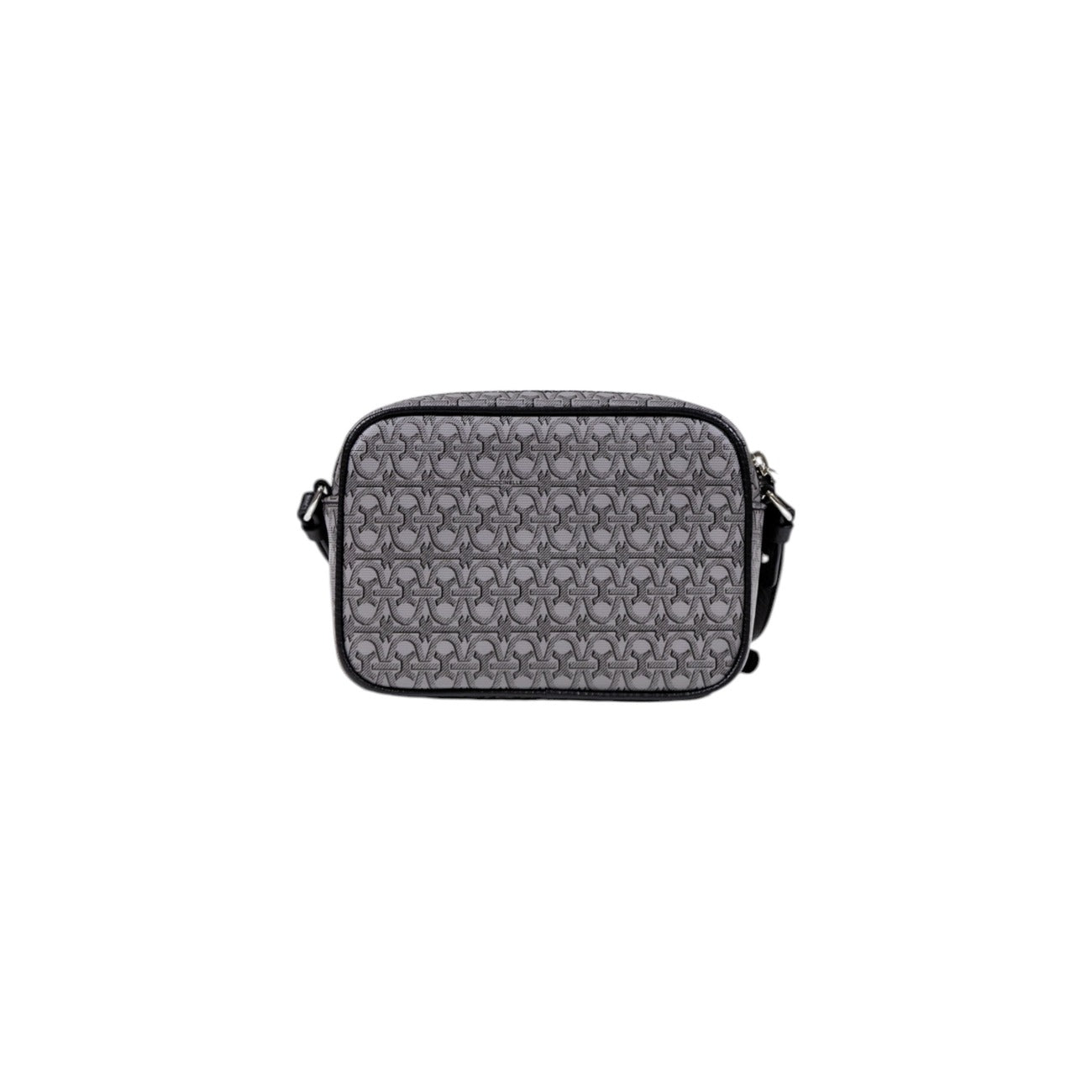 Coccinelle crossbody bag in grey leather, back view.