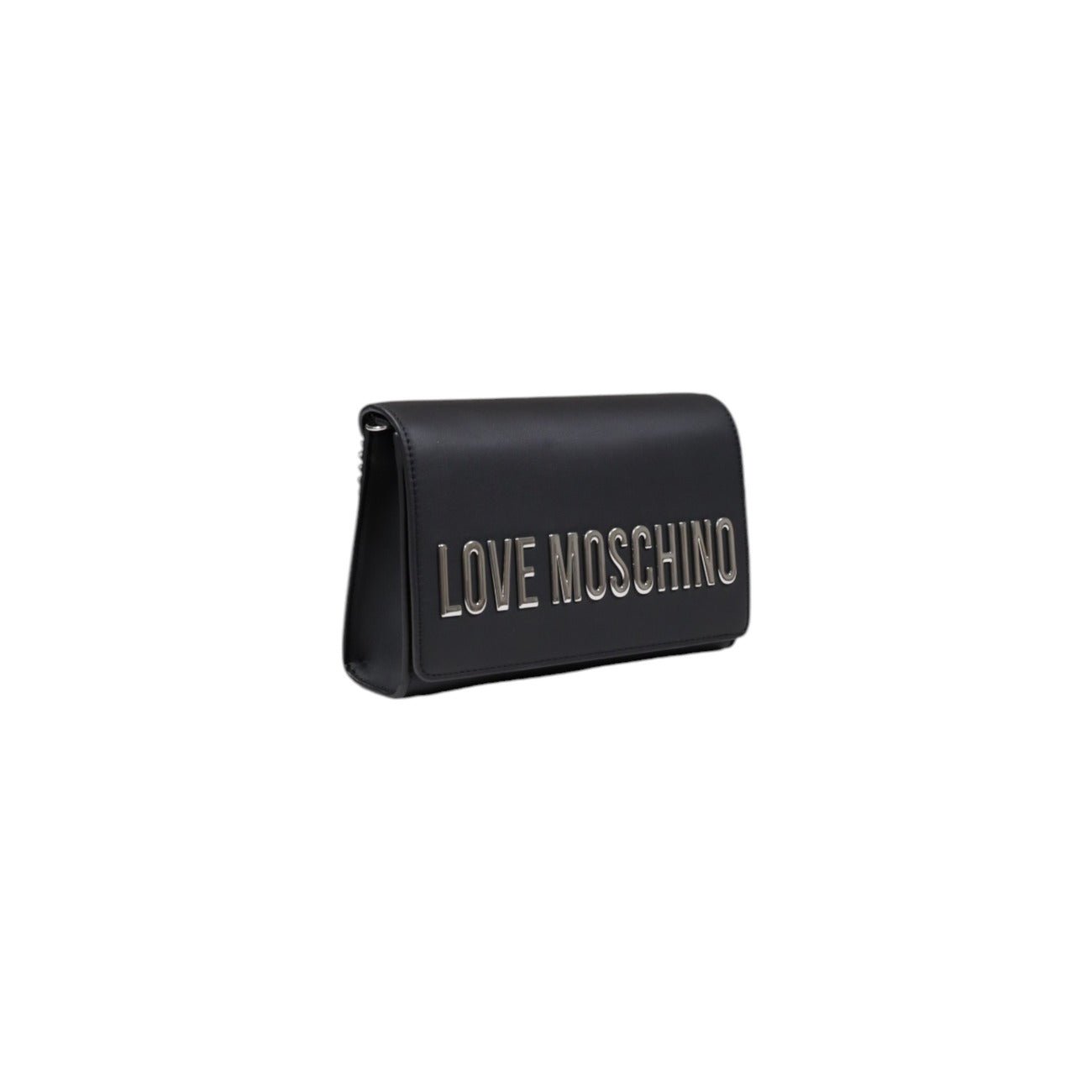 Love Moschino women's bag in black printed design with zipper closure. Spring/Summer model, compact and stylish, made of 100% polyurethane.