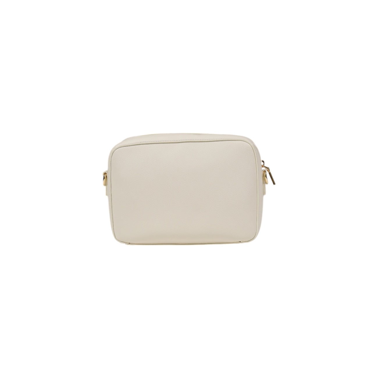 back view of White Love Moschino crossbody bag with adjustable strap and gold "LOVE" lettering.