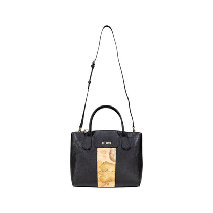 Alviero Martini Prima Classe Black Handbag with Geo Map Detail - street market Musa Italica