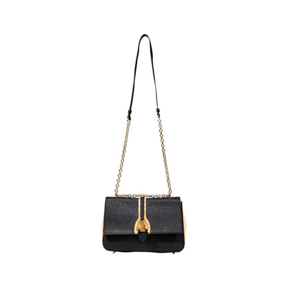 Alviero Martini Prima Classe Chain Detail Shoulder Bag – Black & Geo Print - street market Musa Italica