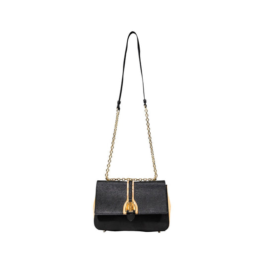 Alviero Martini Prima Classe Chain Detail Shoulder Bag – Black & Geo Print - street market Musa Italica