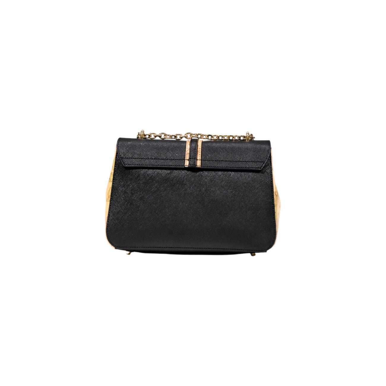 Alviero Martini Prima Classe Chain Detail Shoulder Bag – Black & Geo Print - street market Musa Italica