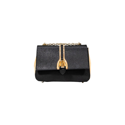 Alviero Martini Prima Classe Chain Detail Shoulder Bag – Black & Geo Print - street market Musa Italica
