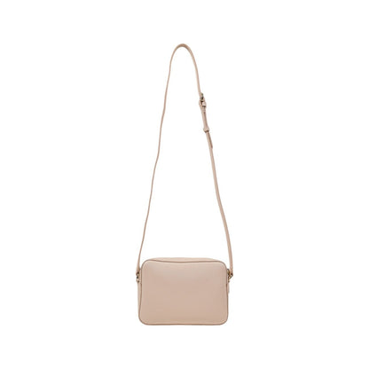 Alviero Martini Prima Classe pink crossbody bag with white Geo map details, back view.
