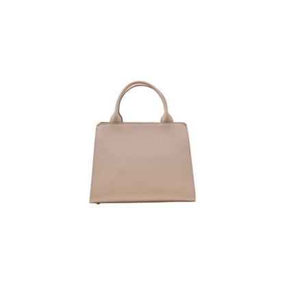 Alviero Martini Prima Classe pink and white map print handbag with shoulder strap, back view.