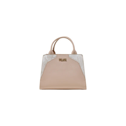 Alviero Martini Prima Classe pink and white map print handbag with shoulder strap, front view.