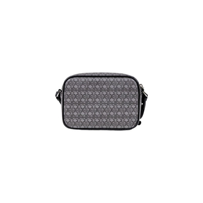 Coccinelle crossbody bag in grey leather, back view.