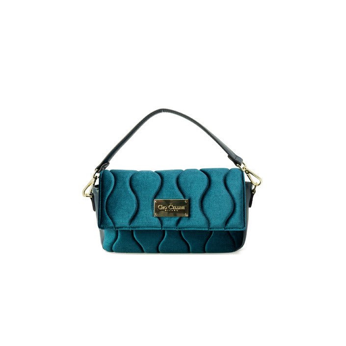 Gio Cellini turquoise handbag with eco-leather and clip closure.