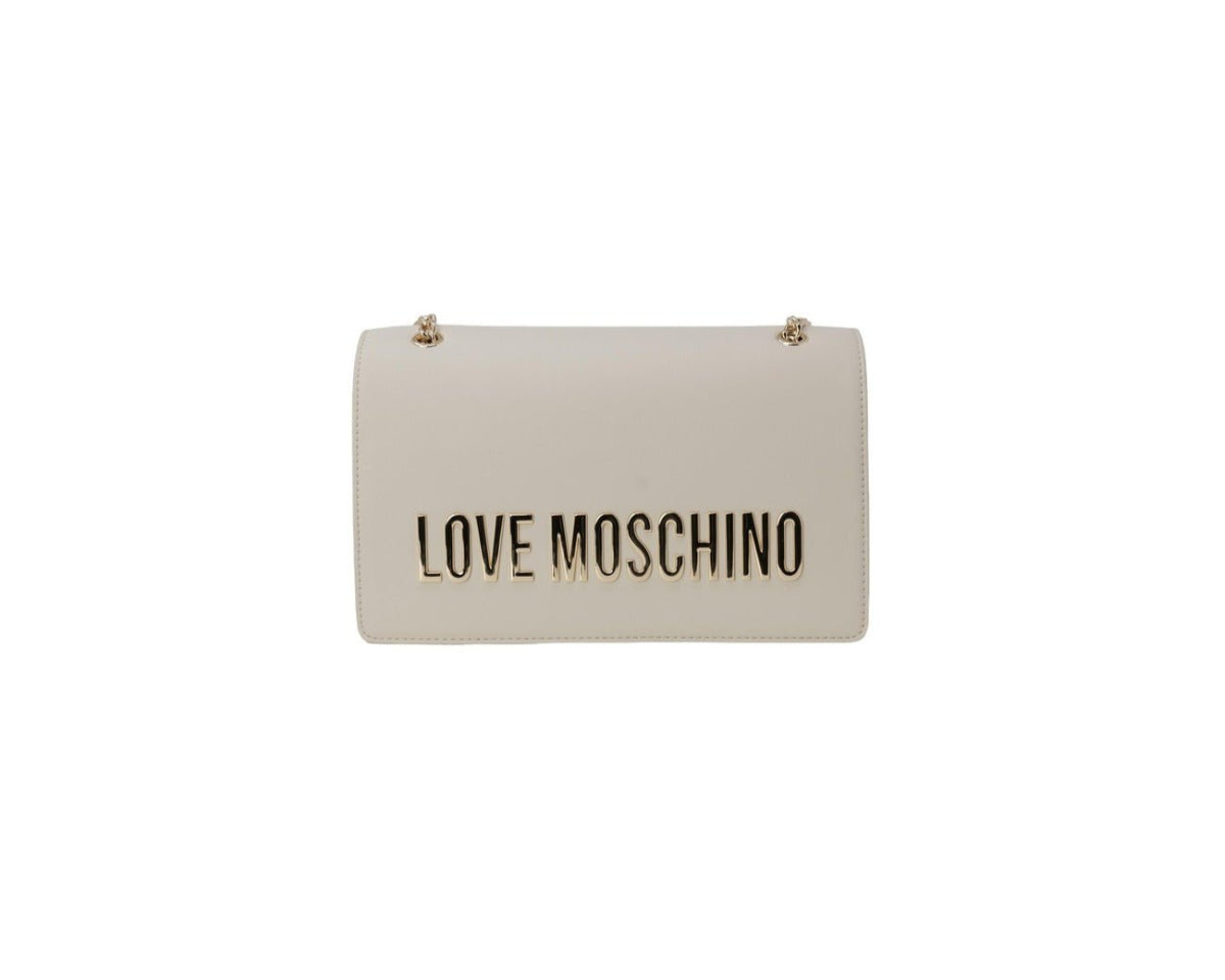 Women's shoulder bag by Love Moschino, available in three color variants: red, black, and beige, made of faux leather, with clip closure.