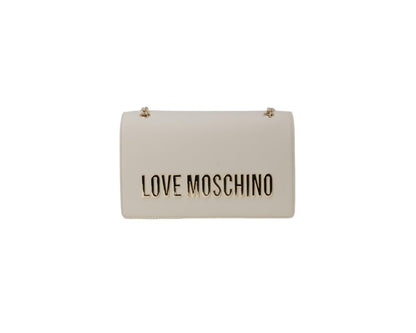 Women's shoulder bag by Love Moschino, available in three color variants: red, black, and beige, made of faux leather, with clip closure.