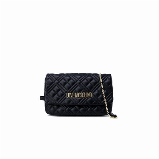 Love Moschino black quilted shoulder bag with gold chain strap and logo detail