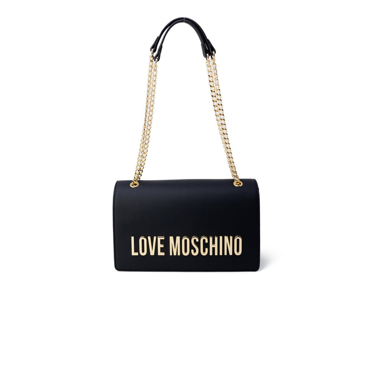 Women's shoulder bag by Love Moschino, available in three color variants: red, black, and beige, made of faux leather, with clip closure.