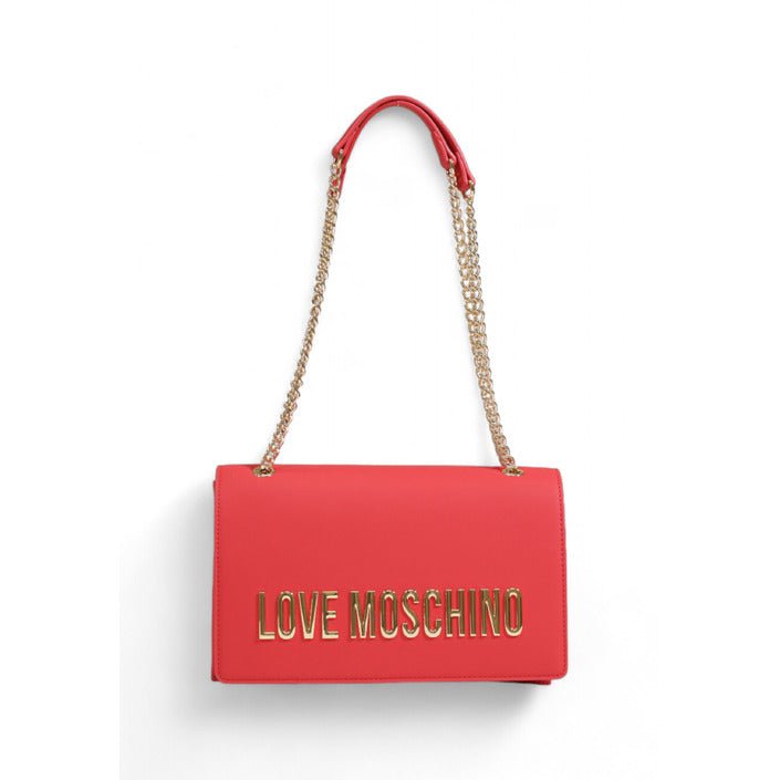 Women's shoulder bag by Love Moschino, available in three color variants: red, black, and beige, made of faux leather, with clip closure.