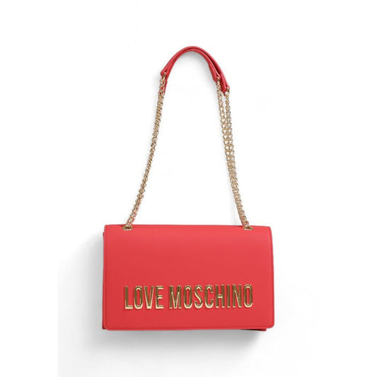 Women's shoulder bag by Love Moschino, available in three color variants: red, black, and beige, made of faux leather, with clip closure.