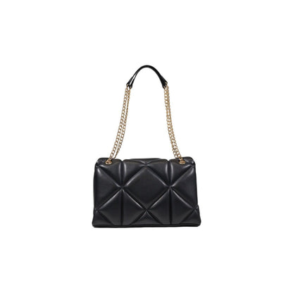 Elegant black quilted shoulder bag by Love Moschino with gold logo and chain strap. 