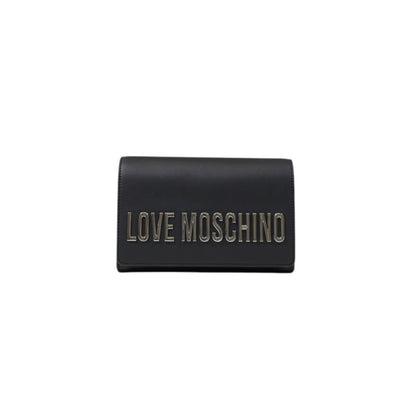 Love Moschino women's bag in black printed design with zipper closure. Spring/Summer model, compact and stylish, made of 100% polyurethane.