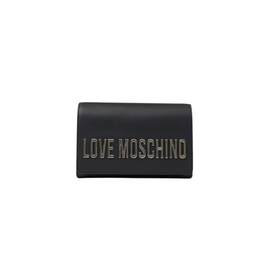 Love Moschino women's bag in black printed design with zipper closure. Spring/Summer model, compact and stylish, made of 100% polyurethane.